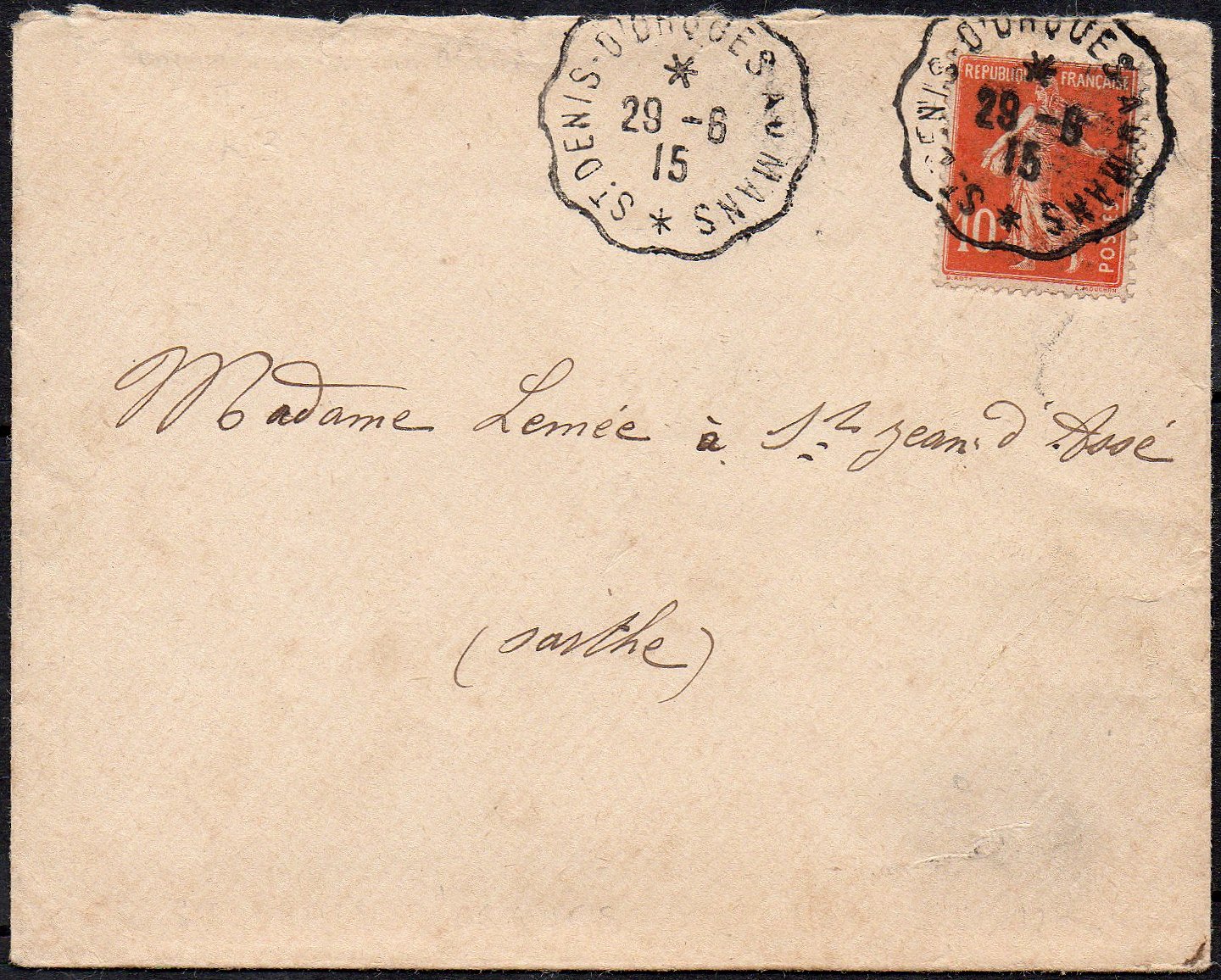 Gare de Degré, Sarthe : courrier-convoyeur St Denis d'Orques - Le Mans 1915